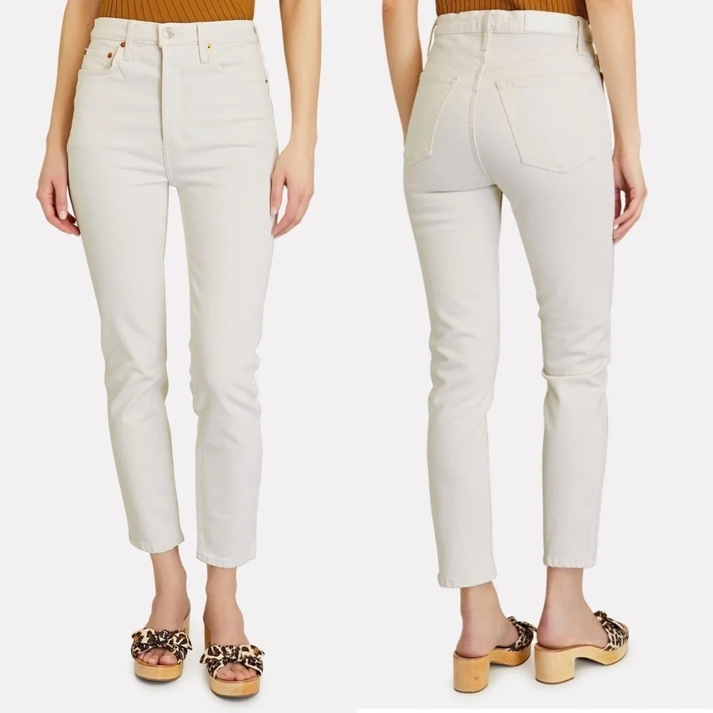 RE/DONE 90s High Rise Ankle Crop Jeans Vintage White Denim Casual Women’s 30 - Picture 1 of 12